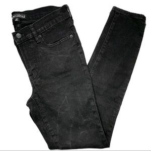 Mercantile Black Distressed Denim Mid Rise Skinny Jean